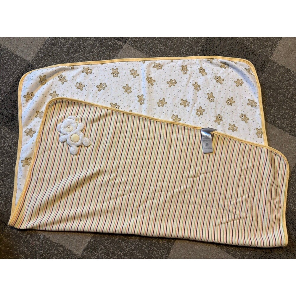 Absorba vtg y2k cotton baby security blanket lovey bear stripes